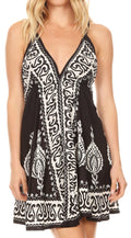 Sakkas Mari Women's Casual Beach Summer Sleeveless Sundress Adjustable Strap Dress#color_1925-Black