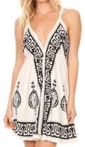 Sakkas Mari Women's Casual Beach Summer Sleeveless Sundress Adjustable Strap Dress#color_1925-White