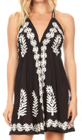 Sakkas Mari Women's Casual Beach Summer Sleeveless Sundress Adjustable Strap Dress#color_Black