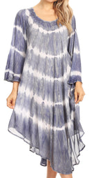 Sakkas Dori Women's Long Sleeves Casual Loose Swing Midi Dress Caftan Cover-up