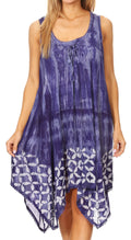 Sakkas Mily Women's Swing Loose Sleeveless Tie Dye Short Cocktail Dress Cover-up #color_19265-Violet 