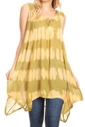 Sakkas Mily Women's Swing Loose Sleeveless Tie Dye Short Cocktail Dress Cover-up #color_Avocado