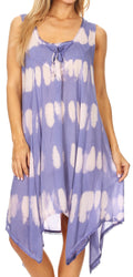 Sakkas Mily Women's Swing Loose Sleeveless Tie Dye Short Cocktail Dress Cover-up #color_Periwinkle 