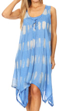Sakkas Mily Women's Swing Loose Sleeveless Tie Dye Short Cocktail Dress Cover-up #color_SkyBlue 