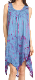 Sakkas Jula Women's Swing Shift Loose Sleeveless Short Cocktail Dress Cover-up#color_19268-BluePurple