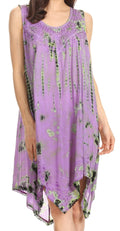 Sakkas Jula Women's Swing Shift Loose Sleeveless Short Cocktail Dress Cover-up#color_19268-Lavender