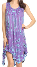 Sakkas Jula Women's Swing Shift Loose Sleeveless Short Cocktail Dress Cover-up#color_19268-Purple