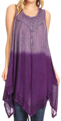 Sakkas Jula Women's Swing Shift Loose Sleeveless Short Cocktail Dress Cover-up#color_19269-Purple