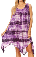 Sakkas Jula Women's Swing Shift Loose Sleeveless Short Cocktail Dress Cover-up#color_Purple