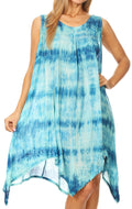 Sakkas Jula Women's Swing Shift Loose Sleeveless Short Cocktail Dress Cover-up#color_Turquoise