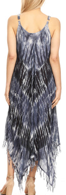 Sakkas Jass Women's Spaghetti Strap Casual Summer Sleeveless Tie-dye Dress