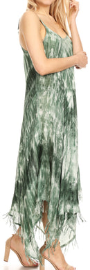 Sakkas Jass Women's Spaghetti Strap Casual Summer Sleeveless Tie-dye Dress