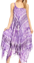Sakkas Jass Women's Spaghetti Strap Casual Summer Sleeveless Tie-dye Dress  #color_19277-Purple