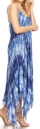 Sakkas Jass Women's Spaghetti Strap Casual Summer Sleeveless Tie-dye Dress
