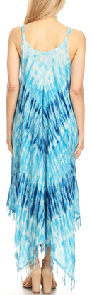 Sakkas Jass Women's Spaghetti Strap Casual Summer Sleeveless Tie-dye Dress