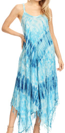Sakkas Jass Women's Spaghetti Strap Casual Summer Sleeveless Tie-dye Dress
