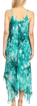 Sakkas Jass Women's Spaghetti Strap Casual Summer Sleeveless Tie-dye Dress