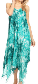 Sakkas Jass Women's Spaghetti Strap Casual Summer Sleeveless Tie-dye Dress