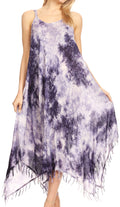 Sakkas Jass Women's Spaghetti Strap Casual Summer Sleeveless Tie-dye Dress  #color_19278-Lavender