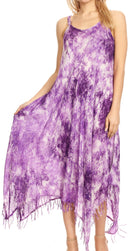 Sakkas Jass Women's Spaghetti Strap Casual Summer Sleeveless Tie-dye Dress