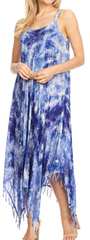 Sakkas Jass Women's Spaghetti Strap Casual Summer Sleeveless Tie-dye Dress