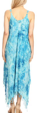 Sakkas Jass Women's Spaghetti Strap Casual Summer Sleeveless Tie-dye Dress