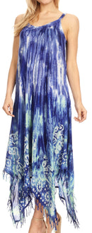 Sakkas Jass Women's Spaghetti Strap Casual Summer Sleeveless Tie-dye Dress