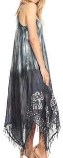 Sakkas Jass Women's Spaghetti Strap Casual Summer Sleeveless Tie-dye Dress