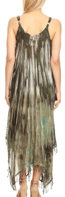 Sakkas Jass Women's Spaghetti Strap Casual Summer Sleeveless Tie-dye Dress