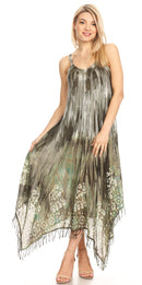Sakkas Jass Women's Spaghetti Strap Casual Summer Sleeveless Tie-dye Dress