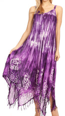 Sakkas Jass Women's Spaghetti Strap Casual Summer Sleeveless Tie-dye Dress