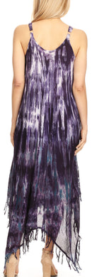 Sakkas Jass Women's Spaghetti Strap Casual Summer Sleeveless Tie-dye Dress