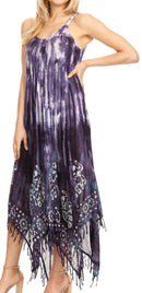 Sakkas Jass Women's Spaghetti Strap Casual Summer Sleeveless Tie-dye Dress