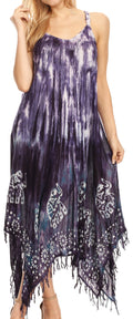 Sakkas Jass Women's Spaghetti Strap Casual Summer Sleeveless Tie-dye Dress  #color_Violet