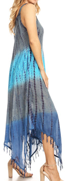 Sakkas Lupe Women's Casual Summer Fringe Maxi Loose V-neck High-low Dress Cover-up
