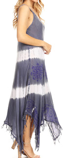 Sakkas Lupe Women's Casual Summer Fringe Maxi Loose V-neck High-low Dress Cover-up