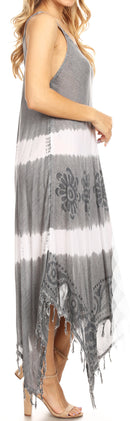 Sakkas Lupe Women's Casual Summer Fringe Maxi Loose V-neck High-low Dress Cover-up
