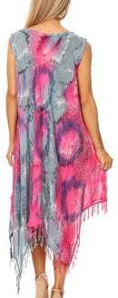 Sakkas Lara Women's Casual Fringe Loose Maxi Sleeveless Dress Caftan Cover-up