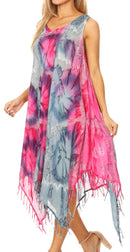 Sakkas Lara Women's Casual Fringe Loose Maxi Sleeveless Dress Caftan Cover-up