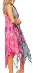 Sakkas Lara Women's Casual Fringe Loose Maxi Sleeveless Dress Caftan Cover-up