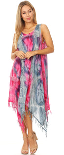 Sakkas Lara Women's Casual Fringe Loose Maxi Sleeveless Dress Caftan Cover-up
