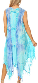 Sakkas Lara Women's Casual Fringe Loose Maxi Sleeveless Dress Caftan Cover-up