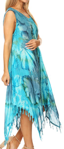 Sakkas Lara Women's Casual Fringe Loose Maxi Sleeveless Dress Caftan Cover-up