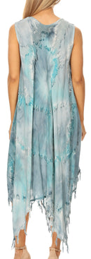 Sakkas Lara Women's Casual Fringe Loose Maxi Sleeveless Dress Caftan Cover-up