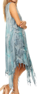 Sakkas Lara Women's Casual Fringe Loose Maxi Sleeveless Dress Caftan Cover-up