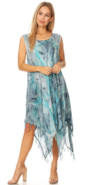Sakkas Lara Women's Casual Fringe Loose Maxi Sleeveless Dress Caftan Cover-up