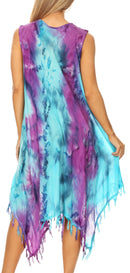 Sakkas Lara Women's Casual Fringe Loose Maxi Sleeveless Dress Caftan Cover-up