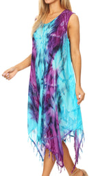 Sakkas Lara Women's Casual Fringe Loose Maxi Sleeveless Dress Caftan Cover-up