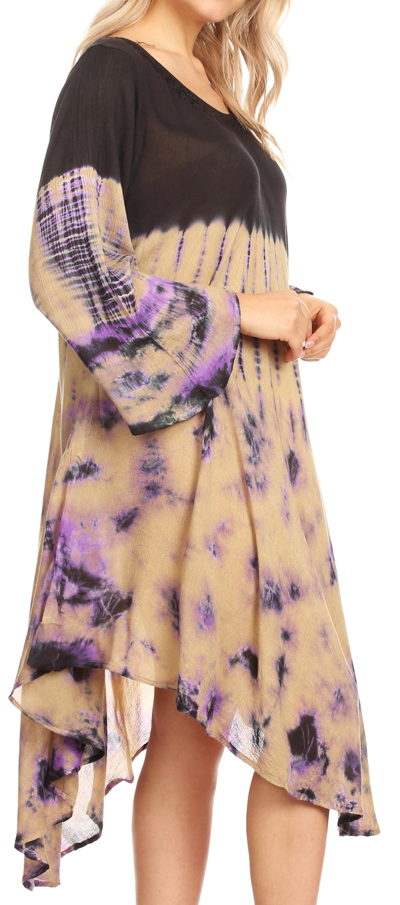 Sakkas Lara Women's Casual Fringe Loose Maxi Sleeveless Dress Caftan Cover-up