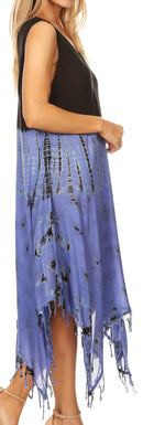 Sakkas Lara Women's Casual Fringe Loose Maxi Sleeveless Dress Caftan Cover-up